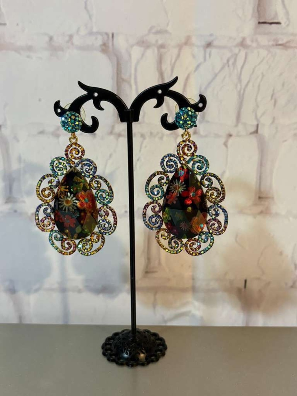 European design Multicolor Floral Teardrop Statement Earrings Women Jewelry✨💫
